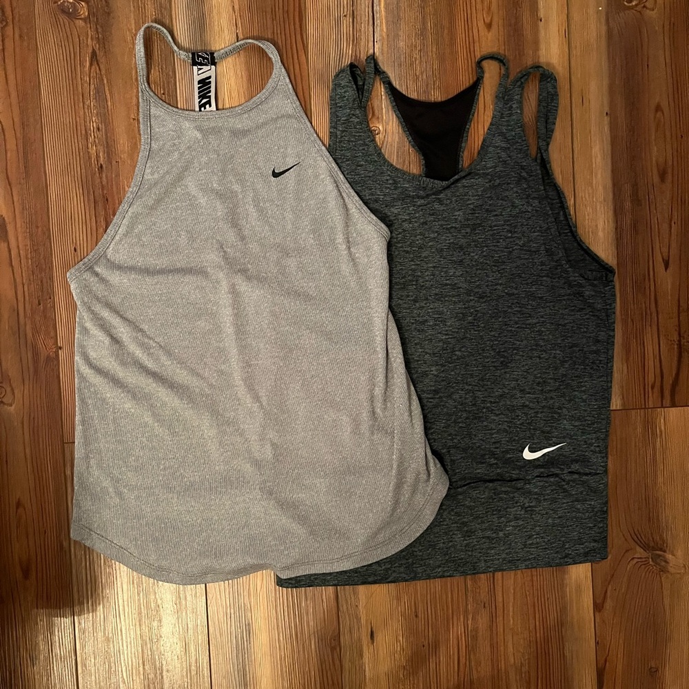 Nike Gray and Black Sleeveless workout gym Tank Tops